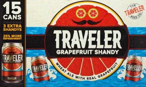 Traveler Beer Company Grapefruit Shandy Perspective: front