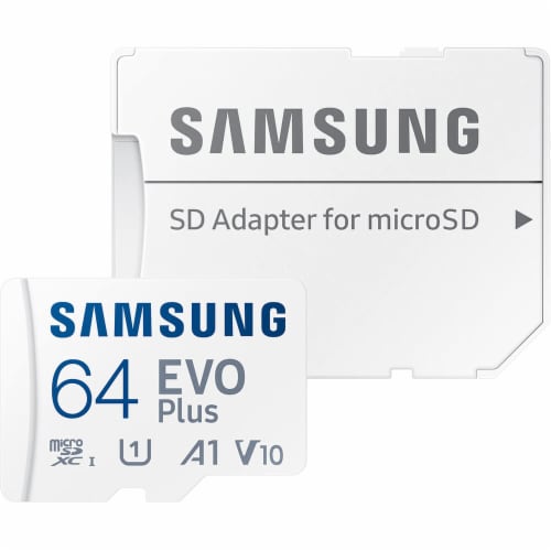 Samsung 64 GB EVO Plus + Adapter MB-MC64KA/AM microSDXC Memory Card Perspective: front