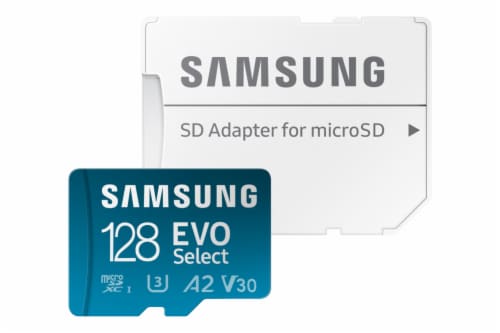 Samsung EVO Select + Adapter MB-ME128SA microSDXC Memory Card Perspective: front