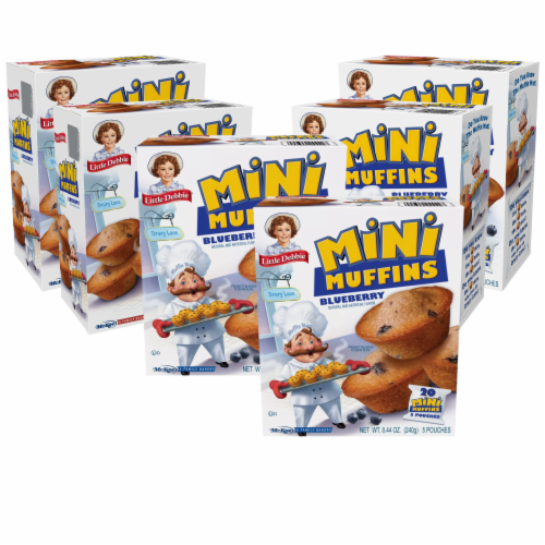 Blueberry Mini Muffins, 6 Boxes, 30 Travel Pouches of Bite Size Muffins Perspective: front