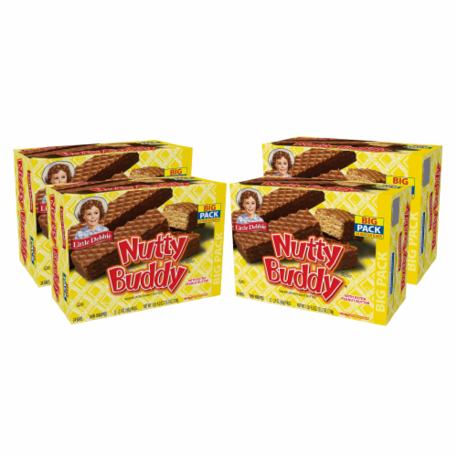 Nutty Buddy Bars, 4 Big Pack Boxes, 96 Twin Wrapped Wafer Bars with Peanut Butter Perspective: front