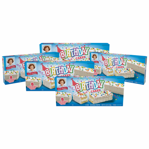 Little Debbie Birthday Cakes, 5 Boxes, 40 Individually Wrapped Vanilla Cakes Perspective: front