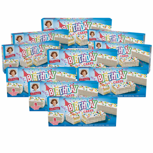 Little Debbie Birthday Cakes, 10 Boxes, 80 Individually Wrapped Vanilla Cakes Perspective: front