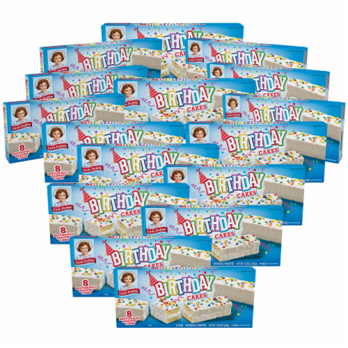 Birthday Cakes, 16 Boxes, 128 Individually Wrapped Vanilla Cakes with