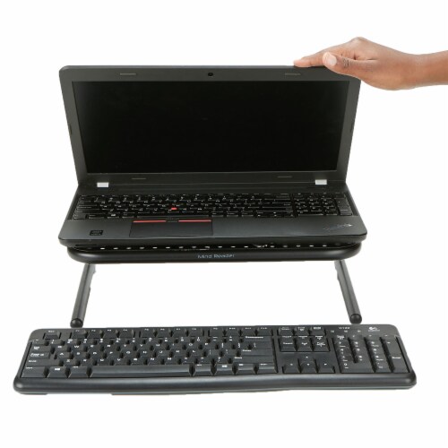 Mind Reader Ventilated Metal Monitor Stand with Keyboard Storage Perspective: front
