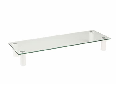 Mind Reader Glass Computer and Laptop Monitor Stand Riser Perspective: front