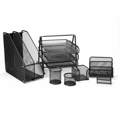 Mind Reader 7 Piece Desk Set - Black Perspective: front
