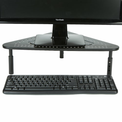 Mind Reader Ventilated Metal Triangular Monitor Stand Riser - Black Perspective: front