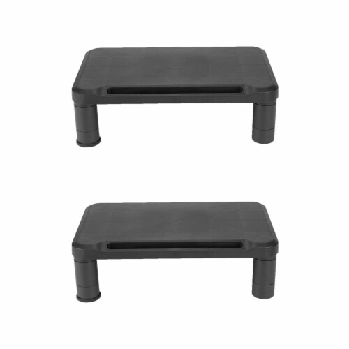 Mind Reader Plastic Monitor Riser Stands Value Pack - Black Perspective: front