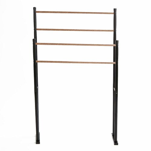 Mind Reader 4-Bar Freestanding Towel Rack - Black Perspective: front