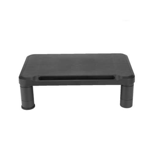 Mind Reader Plastic Small Monitor Stand Riser with Pen Storage - Black Perspective: front
