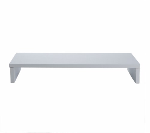 Mind Reader Wooden Monitor Stand Riser with Storage - White Perspective: front