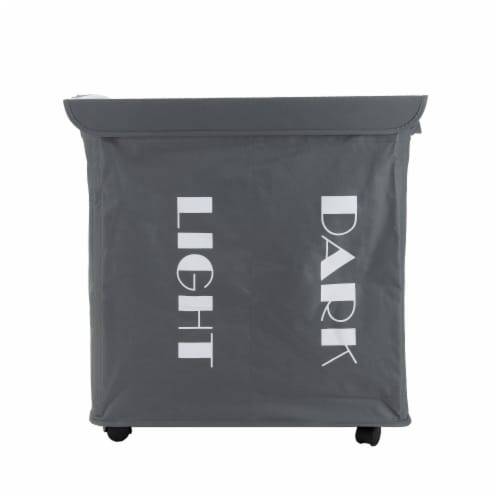 Mind Reader Double Rolling Laundry Hamper Sorter With Lid - Grey Metallic Perspective: front
