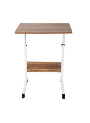 Mind Reader Adjustable Height Rolling Laptop Desk Table - Brown/White Perspective: front