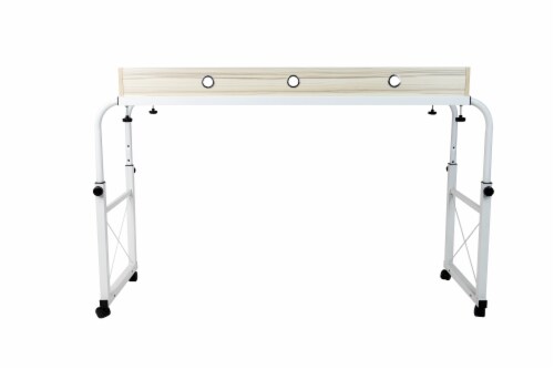 Mind Reader Over Bed Rolling Adjustable Desk - White Perspective: front
