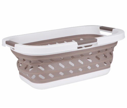 Mind Reader Plastic Collapsible Laundry Basket - Brown Perspective: front