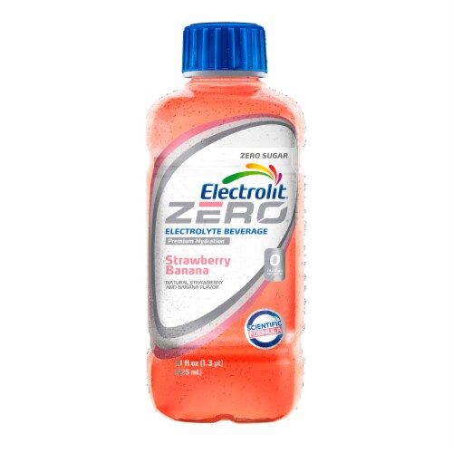 Electrolit Premium Hydration Zero Sugar Strawberry Banana Sports Drink Bottle Perspective: front