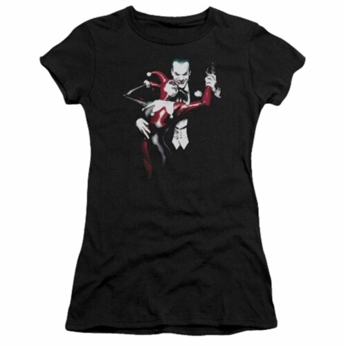 Trevco Batman-Harley And Joker - Short Sleeve Junior Sheer Tee - Black- 2X Perspective: front