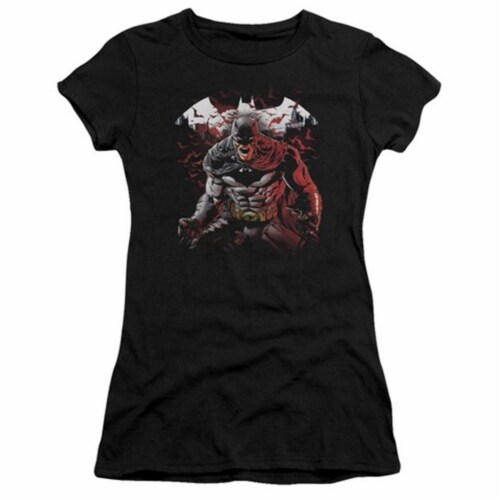 Trevco Batman-Raging Bat - Short Sleeve Junior Sheer Tee - Black- Large Perspective: front