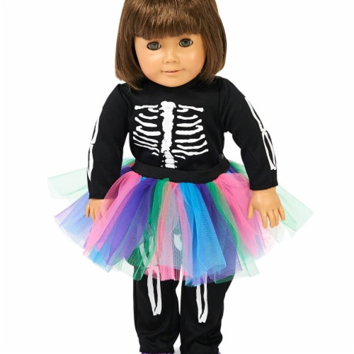 Partytime 248265 Skeleton Tutu 18 in. Doll Costume - Standard Perspective: front