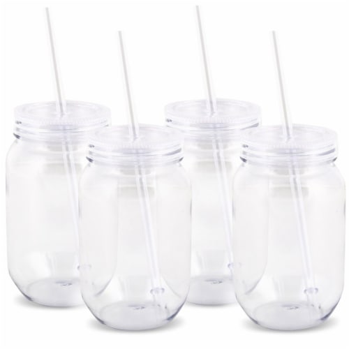 Buyseasons 263583 16 oz Plastic Mason Jars - Pack of 4 Perspective: front