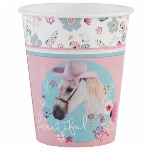 BuySeasons 265022 9 oz Rachael Hale Beautiful Horse Paper Cups - 16 Piece Perspective: front