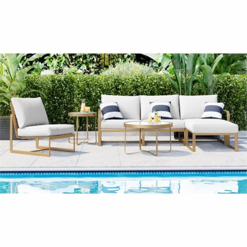 Elle Decor Mirabelle Outdoor Side Table in French Gold Perspective: front