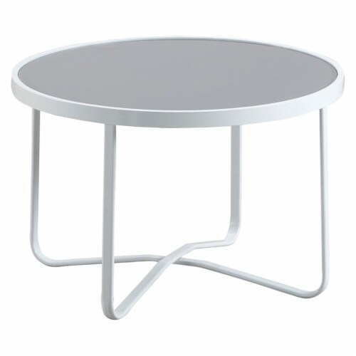 Elle Decor Mirabelle Outdoor Coffee Table in French White Perspective: front