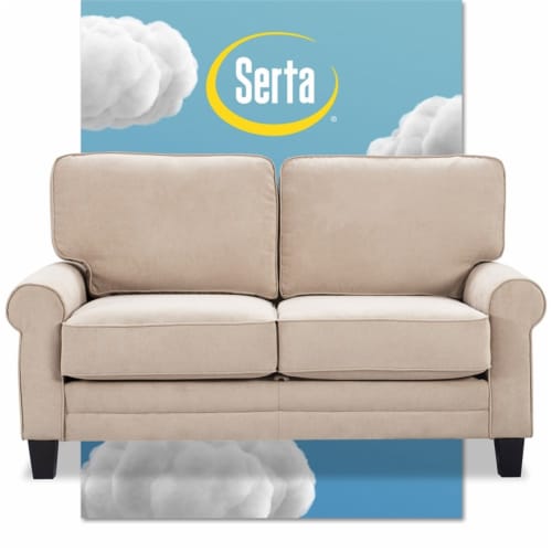 Serta Copenhagen 61 Round Arm Fabric Loveseat with Storage Soft