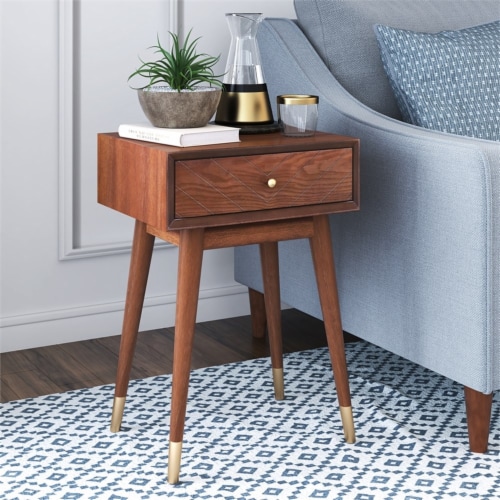 Adore Decor Sutton Mid-Century Modern Side Table Walnut Brown, 1 - Fred