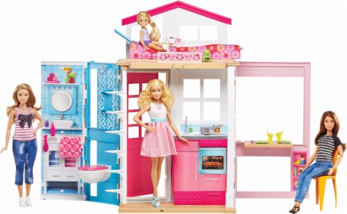 New Barbie Home Full House 2 Floors Doll Rubia & Accessories Mattel Fold Up