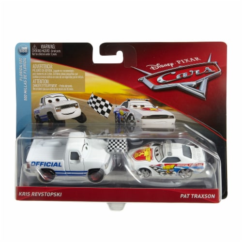 Mattel Cars 3 Pat Traxson & Kris Revstopski Race Team Toy Car Perspective: front