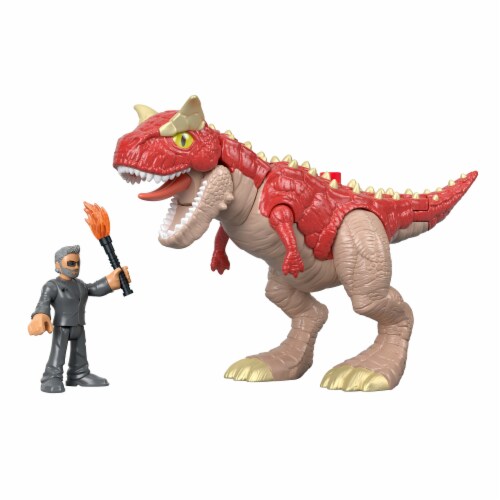 Fisher-Price Imaginext Jurassic World Carnotaurus and Dr Malcolm Action Figure Set Perspective: front