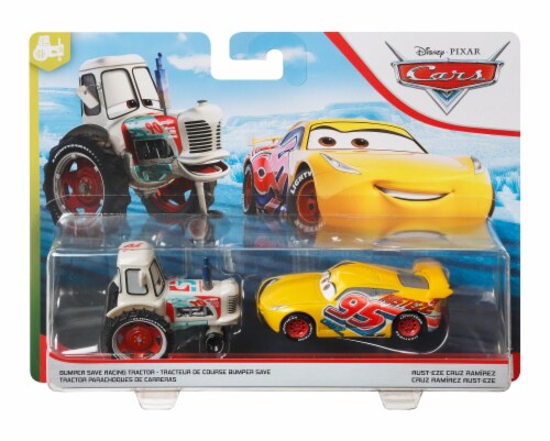 Disney Pixar Cars Bumper Save Racing Tractor and Rust-Eze Cruz Ramirez Perspective: front