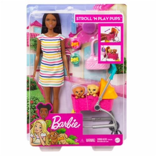 Barbie stroll and online play pups
