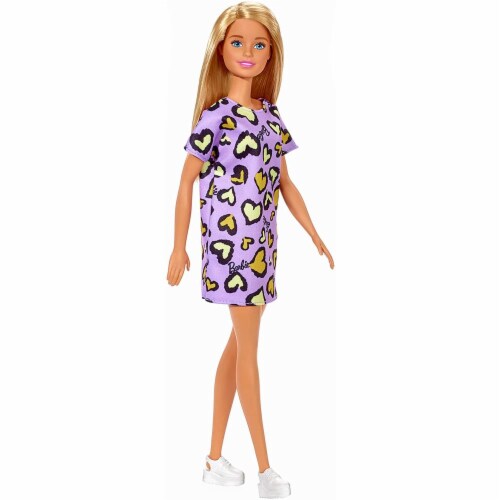 Mattel Barbie® Heart-Print Dress & Sneakers Blonde Doll Perspective: front