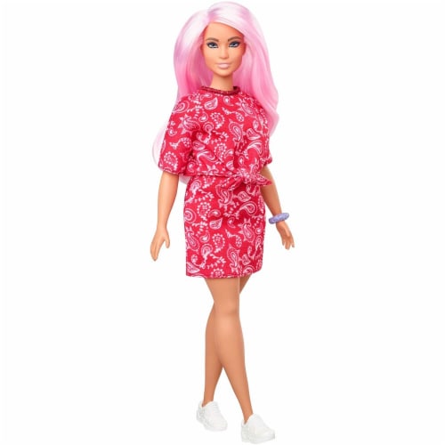 Barbie Fashionistas Doll with Long Pink Hair Wearing a Red Paisley Top &  Skirt, 1 - Fry's Food Stores