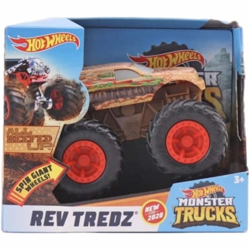 Hot Wheels Monster Trucks 1:43 Scale Rev Tredz Vehicles with Friction Motor  for Kids Ages 3 Years Old & Up