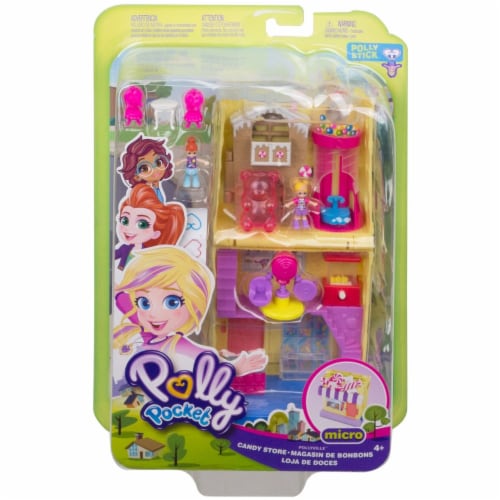 Pollyville Candy Store with 4 Floors, 2 Dolls and 5 Accessories Perspective: front
