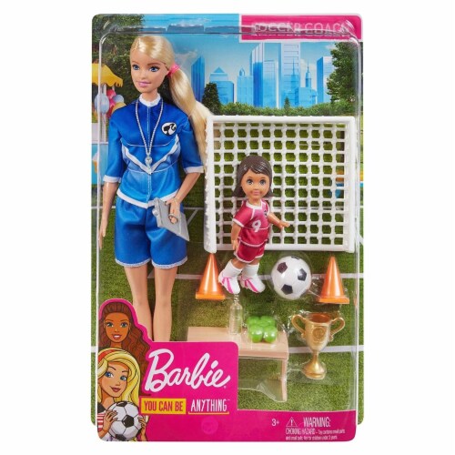 Barbie Soccer Coach Playset w Blonde Soccer Coach Doll Student