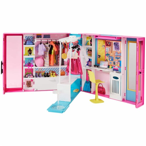 Barbie Dream Closet Fashion Wardrobe Storage with Clothes and Accessories,  Pink, 1 Piece - Ralphs