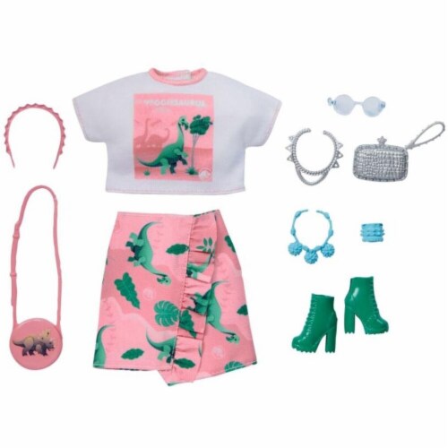 Barbie Fashions Storytelling Fashion Pack- White Shirt with Dinosaur Pink  Skirt w/ Dinosaurs, 1 - Fred Meyer