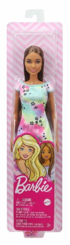 Mattel Barbie® Dolls Wearing Barbie® Stars Logo Print Dresses Perspective: front