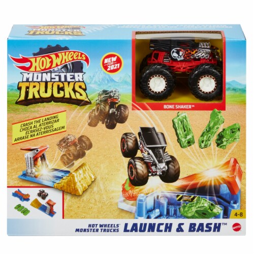 Mattel Hot Wheels® Monster Trucks Launch and Bash Playset Perspective: front