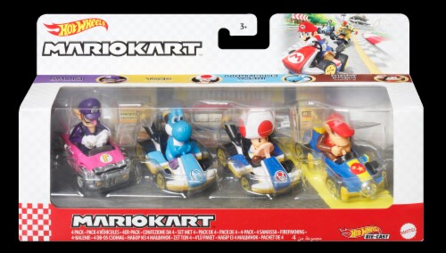 Hot Wheels Mario Kart Vehicle 4-Pack, Set of 4 Fan-Favorite Characters  Includes 1 Exclusive Model, Collectible Gift for Kids & Fans Ages 3 Years  Old 