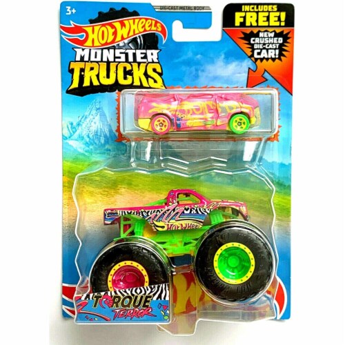 Hot Wheels Monster Trucks Torque Terror and Crushed Van Blind Sided - 1:64 Scale Perspective: front