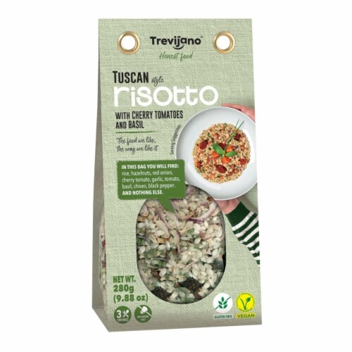 Trevijano 2200535 9.88 oz Tuscan Risotto with Cherry Tomatoes & Basil - Pack of 6 Perspective: front