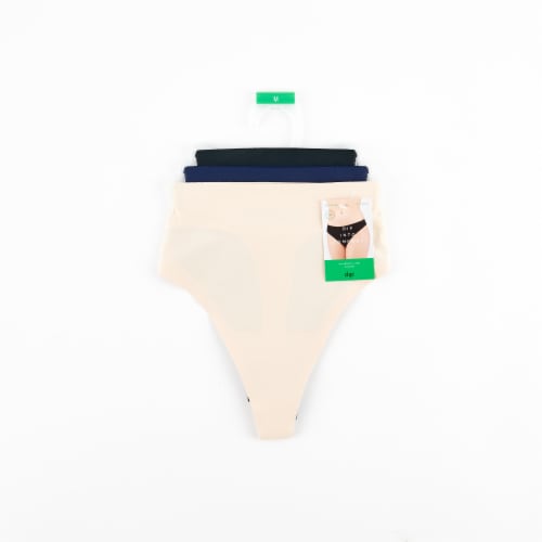 BWC20TH301 Dip 3 Pack Invisible Line Thong - Black/Navy/Beige Perspective: front