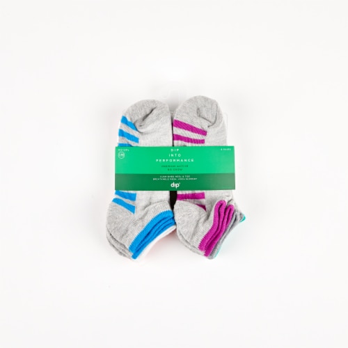 Dip Premium Active No Show Girl's Gray Socks Size 7-8.5 Perspective: front
