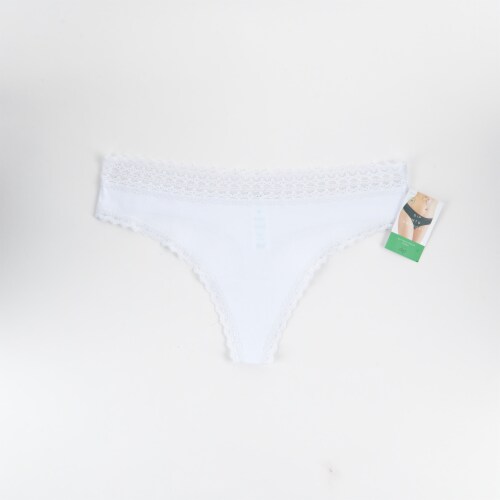 Dip Cotton Stretch Thong Lace Waist - White Perspective: front